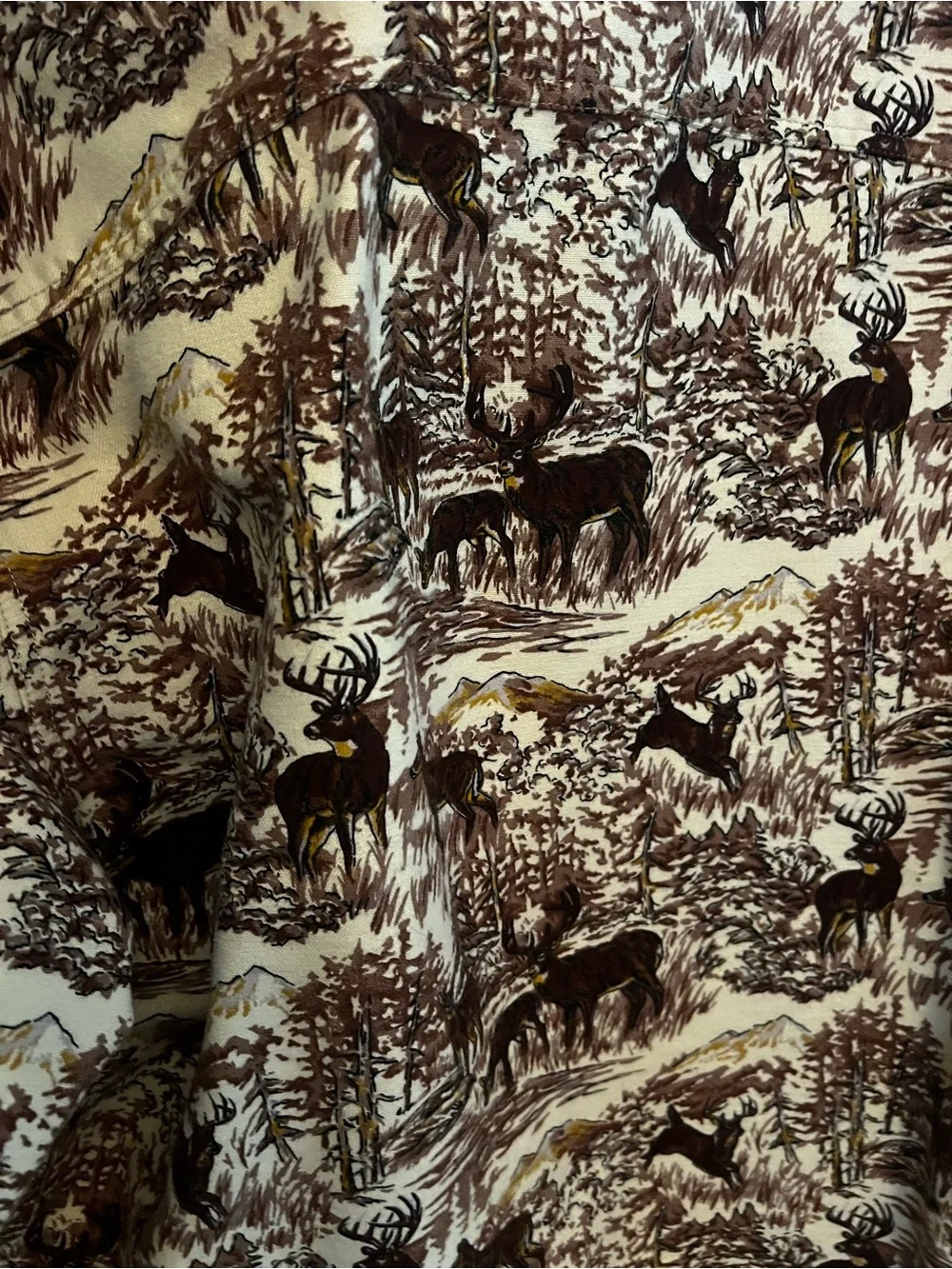 GORGEOUS RARE Vintage JCREW Heavyweight Chamois Button Down Fall Deer Pattern 🦌